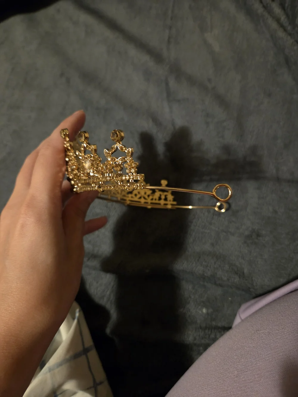 Gold Tone Crystal Embellished Tiara Crown - Elegant Women's Accessory